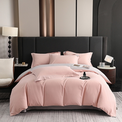 91家纺网 家纺一手货源 找家纺 （总）莱阁亿 2025秋冬新款高支高密全棉纯棉磨毛双拼纯色四件套