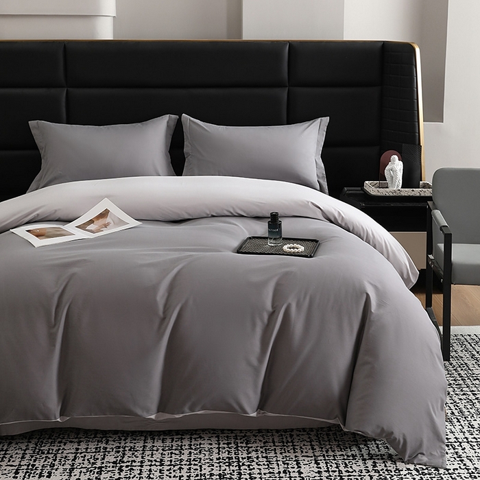 91家纺网 家纺一手货源 找家纺 莱阁亿 2025秋冬新款高支高密全棉纯棉磨毛双拼纯色单被套被套单件 北欧灰&浅灰