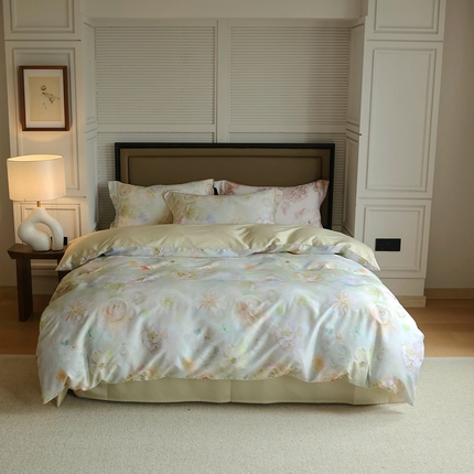 久典家居 2024新款60S天丝棉数码磨毛四件套 苏羽-绿