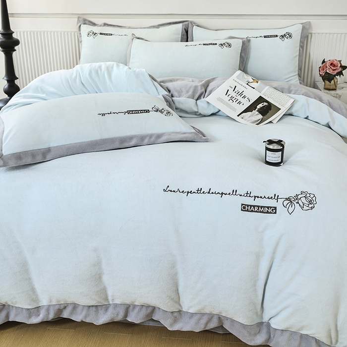 91家纺网 家纺一手货源 找家纺 大渔生活 2025新款牛奶绒刺绣四件套-玫瑰故事 玫瑰故事-豆绿