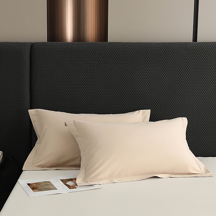 91家纺网 家纺一手货源 找家纺 莱阁亿 2025秋冬新款高支高密全棉纯棉磨毛双拼纯色单枕套 枕套单件 可可棕&浅灰