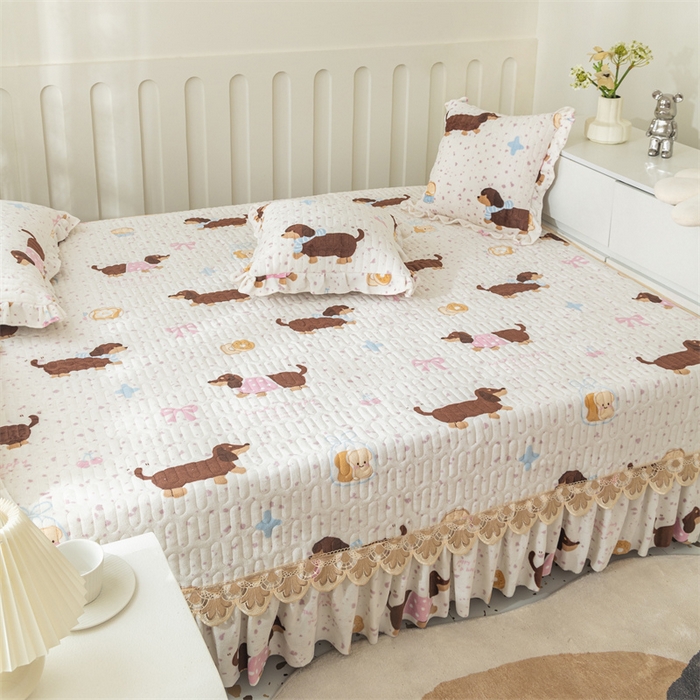 91家纺网 家纺一手货源 找家纺 美优兰 2025秋冬新款牛奶绒榻榻米垫床盖（可定制） 腊肠狗