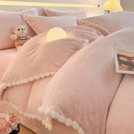 （总）盛秋家纺 2025新款A类牛奶绒毛球工艺款四件套-琳达（自然光）