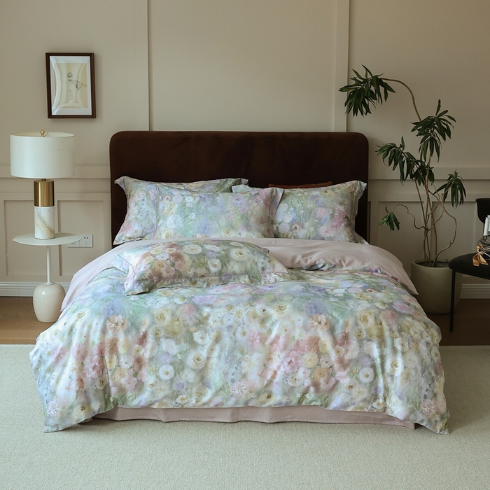 91家纺网 家纺一手货源 找家纺 久典家居 2024新款60S天丝棉数码磨毛四件套 玛格丽特