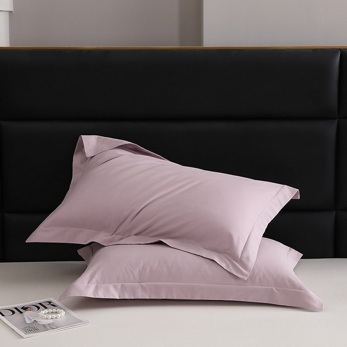91家纺网 家纺一手货源 找家纺 莱阁亿 2025秋冬新款高支高密全棉纯棉磨毛双拼纯色单枕套 枕套单件 丁香紫