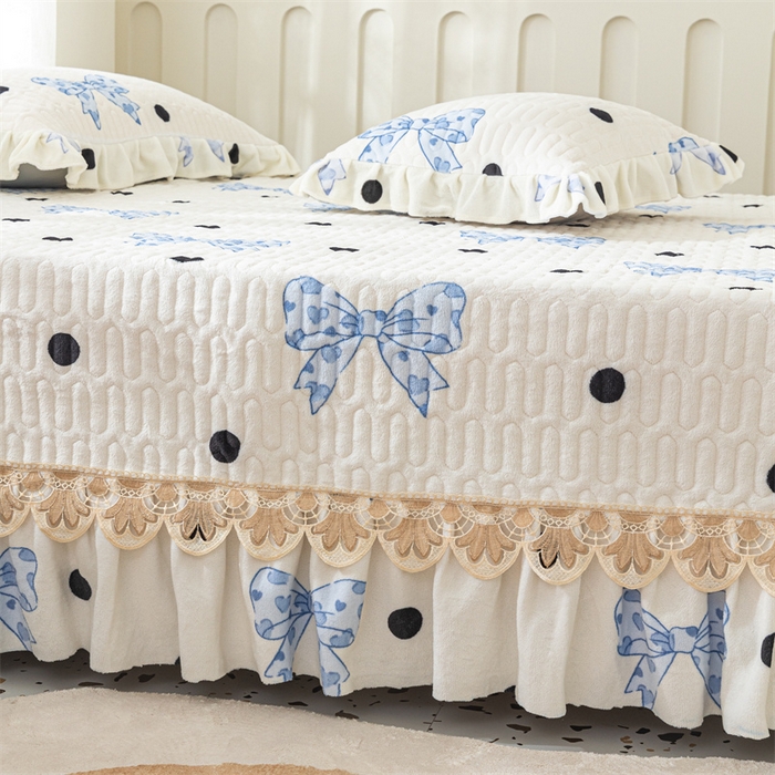 91家纺网 家纺一手货源 找家纺 美优兰 2025秋冬新款牛奶绒榻榻米垫床盖（可定制） 少女心