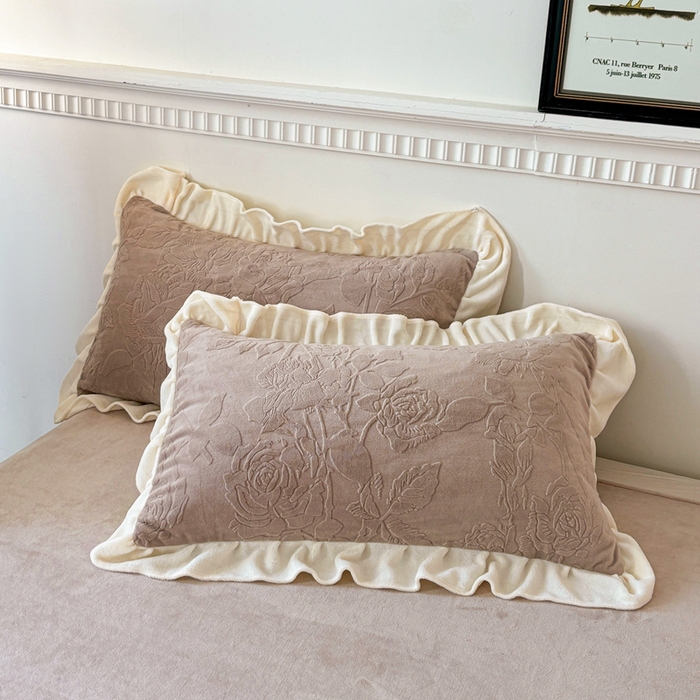 91家纺网 家纺一手货源 找家纺 大境 2024新款维也纳牛奶绒提花四件套维也纳-咖