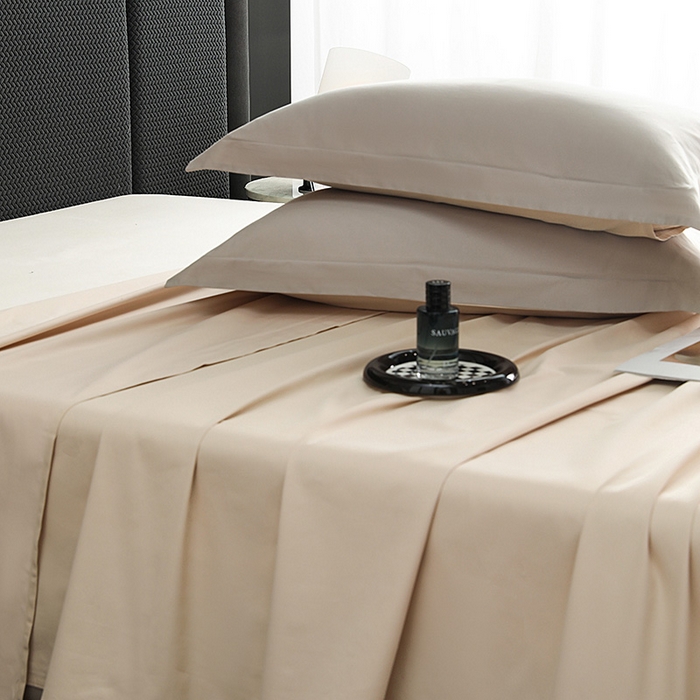 91家纺网 家纺一手货源 找家纺 莱阁亿 2025秋冬新款高支高密全棉纯棉磨毛双拼纯色单床单床单单件 奶芋色