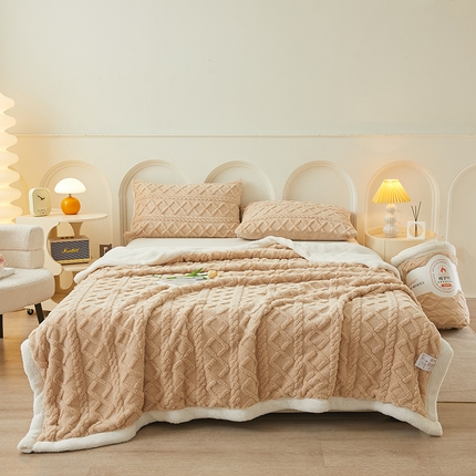 91家纺网 家纺一手货源 找家纺 （总）可恩欣 2025新款塔芙绒羊羔绒双层毛毯系列【跨境供货】可真空压缩