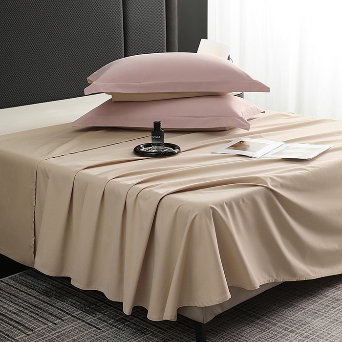 91家纺网 家纺一手货源 找家纺 莱阁亿 2025秋冬新款高支高密全棉纯棉磨毛双拼纯色单床单床单单件 灰紫