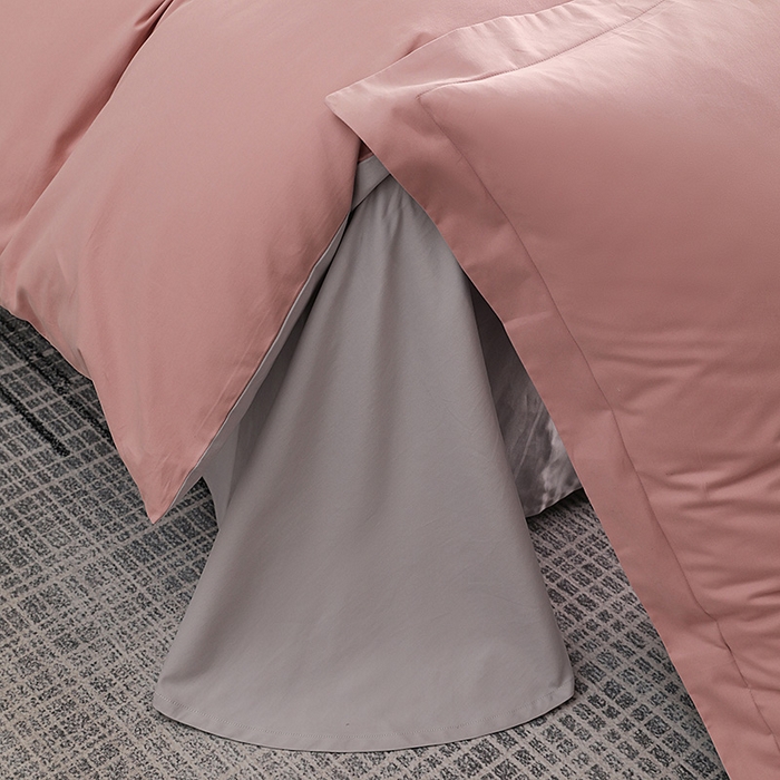 91家纺网 家纺一手货源 找家纺 莱阁亿 2025秋冬新款高支高密全棉纯棉磨毛双拼纯色单被套被套单件 豆沙粉&摩登灰