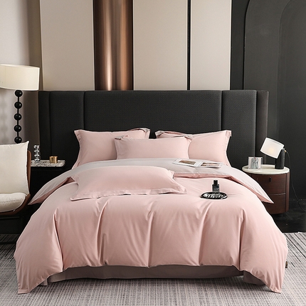 91家纺网 家纺一手货源 找家纺 （总）莱阁亿 2025秋冬新款高支高密全棉纯棉磨毛双拼纯色四件套