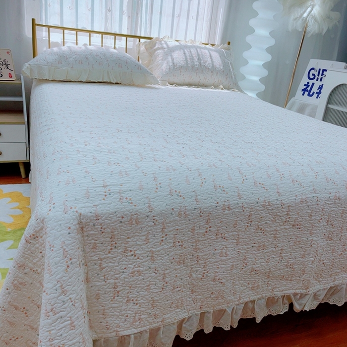 91家纺网 家纺一手货源 找家纺 2024新款亲肤舒适法式床盖三件套 小天鹅