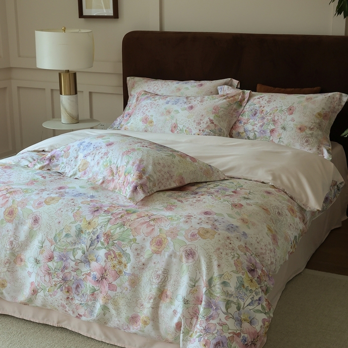 91家纺网 家纺一手货源 找家纺 久典家居 2024新款60S天丝棉数码磨毛四件套 花溪物语