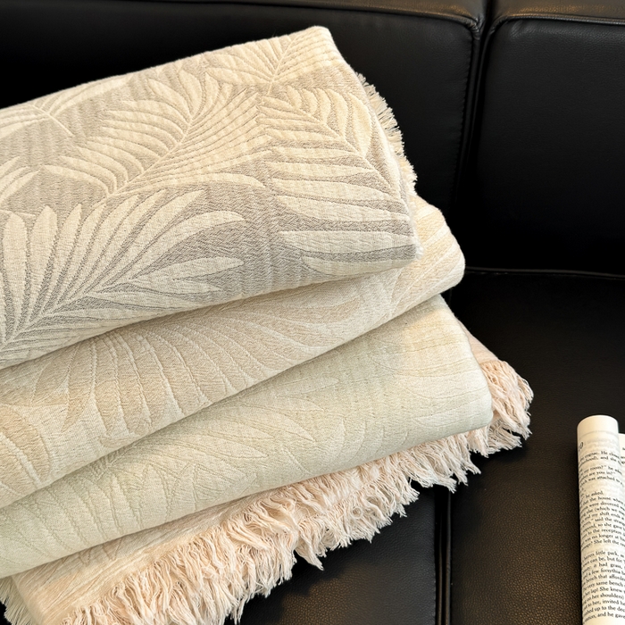 91家纺网 家纺一手货源 找家纺 （总）淑女公社家纺 2024新款色织全棉双股提花流苏盖毯