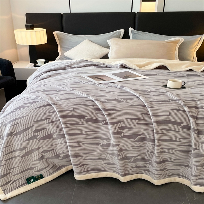 91家纺网 家纺一手货源 找家纺 凯轩毛毛毯毯子网销专供 2024新款雪绒棉四季毛毯毯子盖毛毯毯子毛毯毯子子 简约-绅士灰