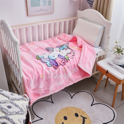 凯轩毛毛毯毯子网销专供 2024新款加厚保暖儿童印花云毛毯毯子系列 马卡龙  粉