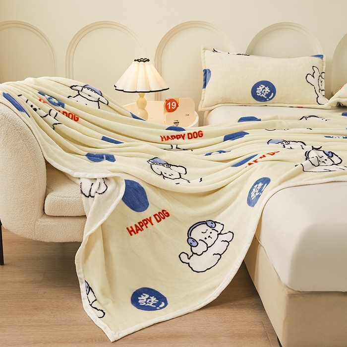 91家纺网 家纺一手货源 找家纺 千荨 2024新款多功能牛奶绒毛毯 旺财