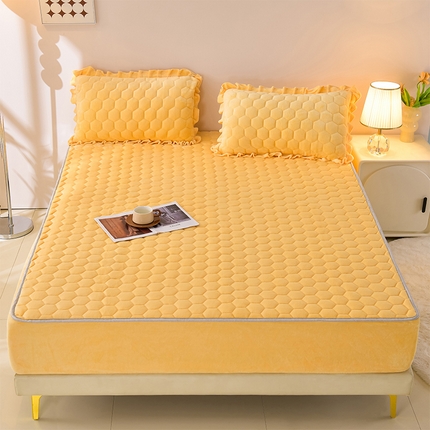 91家纺网 家纺一手货源 找家纺 （总）优家居 2024新款纯色牛奶绒夹棉床笠加厚冬季外贸直播热款