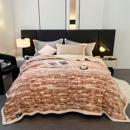 91家纺网 家纺一手货源 找家纺 凯轩毛毛毯毯子网销专供 2024新款雪绒棉四季毛毯毯子盖毛毯毯子毛毯毯子子 迷彩-咖