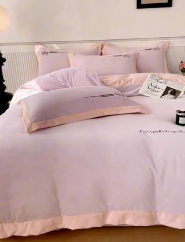 91家纺网 家纺一手货源 找家纺 大渔生活 2025新款牛奶绒刺绣四件套-玫瑰故事 玫瑰故事-皮粉