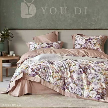 91家纺网 家纺一手货源 找家纺 （总2）未来家居 2024新款优帝100支贡缎长绒棉四件套