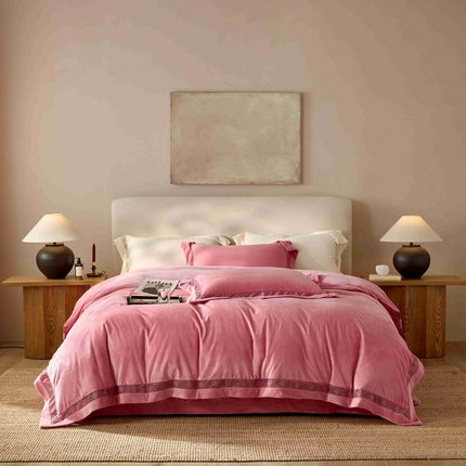 榻尚家居 2024新款秋冬婴肤绒四件套-柔梦系列 柔梦-豆沙粉