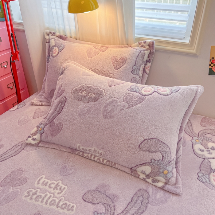 91家纺网 家纺一手货源 找家纺 韩巢家纺 2024新款雪花绒枕套一对装 幸运兔