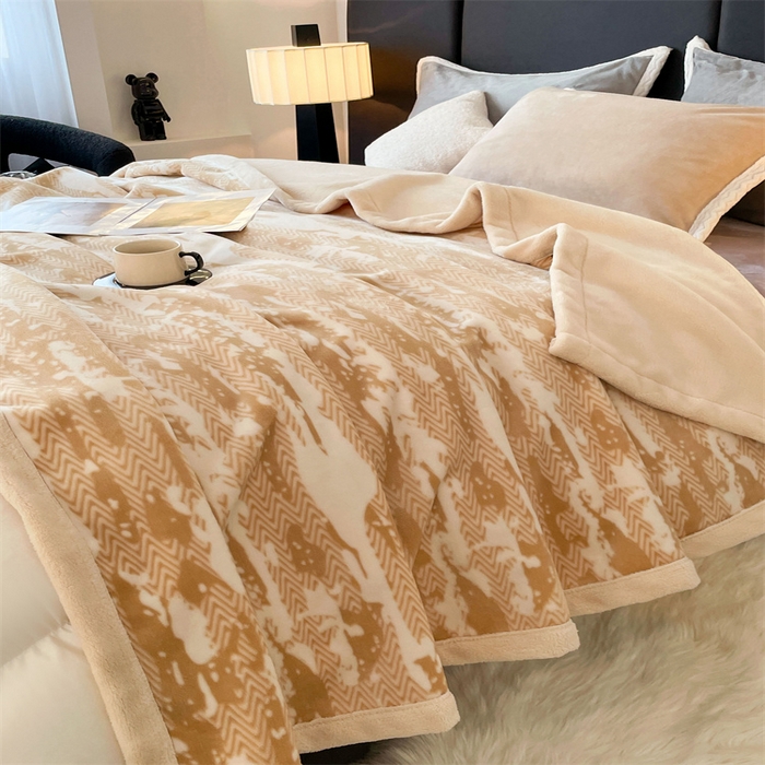 91家纺网 家纺一手货源 找家纺 凯轩毛毛毯毯子网销专供 2024新款雪绒棉四季毛毯毯子盖毛毯毯子毛毯毯子子 迷彩-米黄