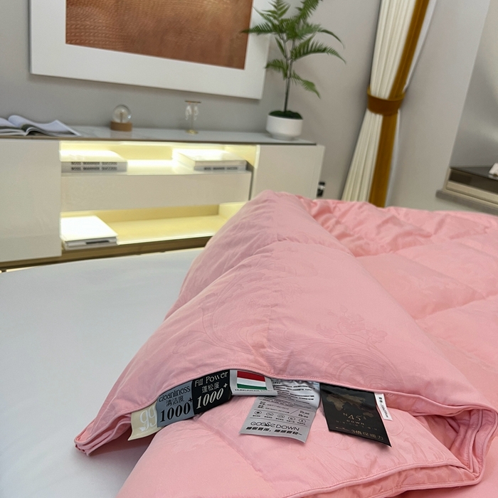 91家纺网 家纺一手货源 找家纺 静若居 2024新款双层大提花羽绒被壳不跑绒自充绒羽绒被壳厂家直销 双层凤尾粉色1