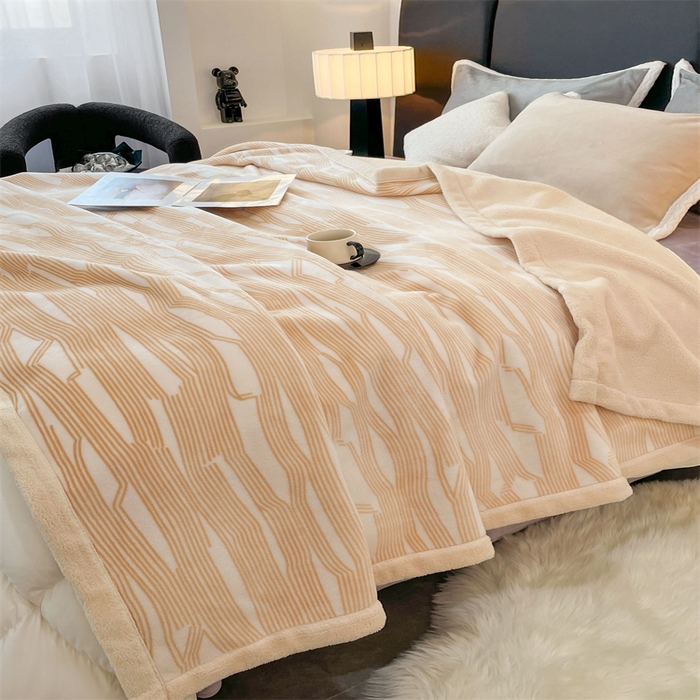 91家纺网 家纺一手货源 找家纺 凯轩毛毛毯毯子网销专供 2024新款雪绒棉四季毛毯毯子盖毛毯毯子毛毯毯子子 简约-米