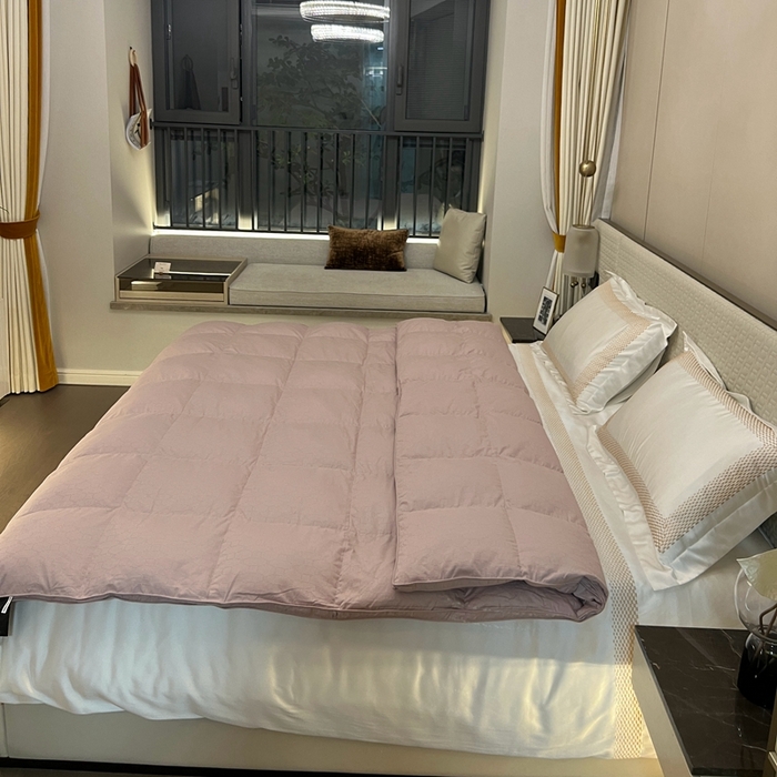 91家纺网 家纺一手货源 找家纺 静若居 2024新款方格提花双层羽绒被壳爆款推荐羽绒被壳厂家直销 西西里豆沙色2