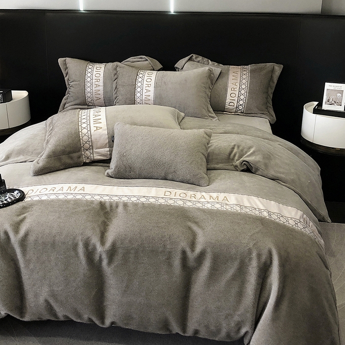 91家纺网 家纺一手货源 找家纺 安莱生活 2024新款弧貂绒皮草四件套 弗兰迪