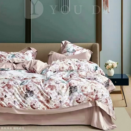 91家纺网 家纺一手货源 找家纺 （总2）未来家居 2024新款优帝100支贡缎长绒棉四件套