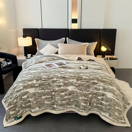 91家纺网 家纺一手货源 找家纺 凯轩毛毛毯毯子网销专供 2024新款雪绒棉四季毛毯毯子盖毛毯毯子毛毯毯子子 迷彩-卡绿