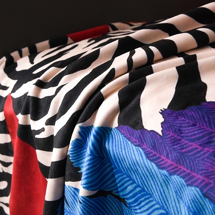 91家纺网 家纺一手货源 找家纺 爵仕 2024高档锦狐绒毛毯复合毯奢华复古绒毯爱马风格 斑马