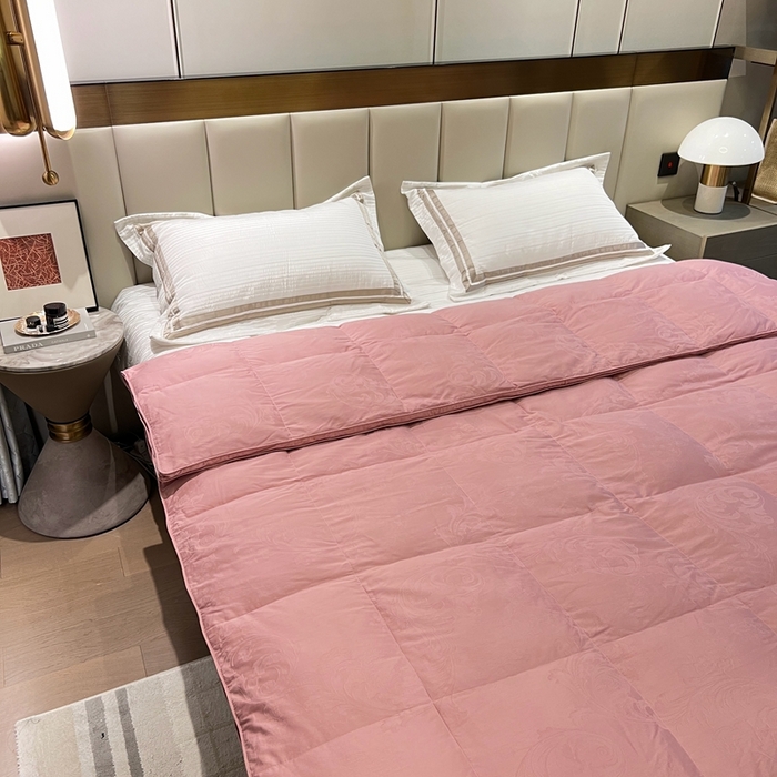 91家纺网 家纺一手货源 找家纺 静若居 2024新款双层大提花羽绒被壳不跑绒自充绒羽绒被壳厂家直销 双层凤尾豆沙1