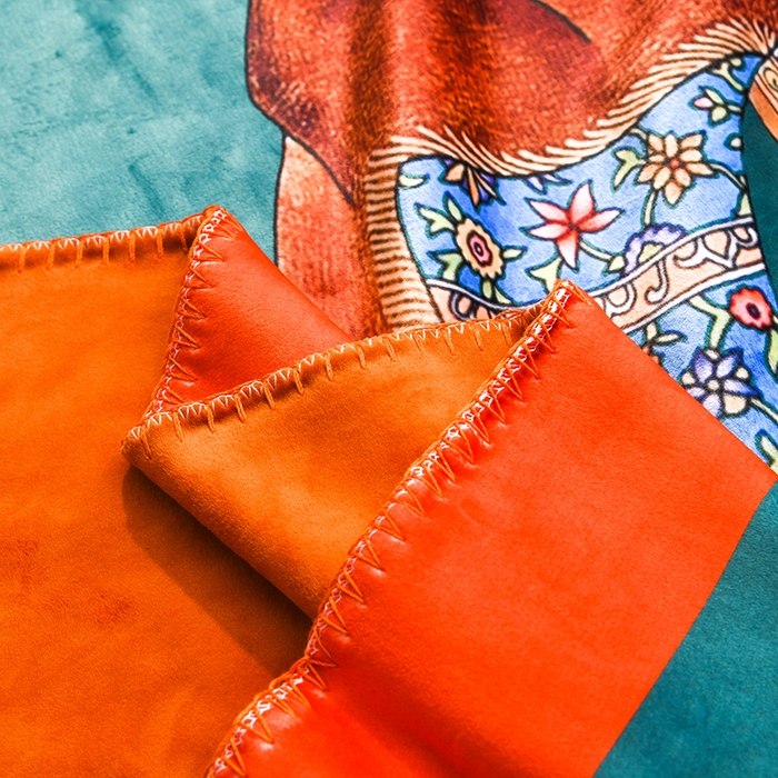 91家纺网 家纺一手货源 找家纺 爵仕 2024高档锦狐绒毛毯复合毯奢华复古绒毯爱马风格 绿马