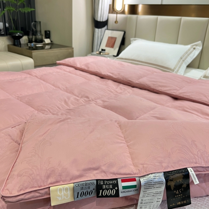 91家纺网 家纺一手货源 找家纺 静若居 2024新款双层大提花羽绒被壳不跑绒自充绒羽绒被壳厂家直销 双层凤尾豆沙1