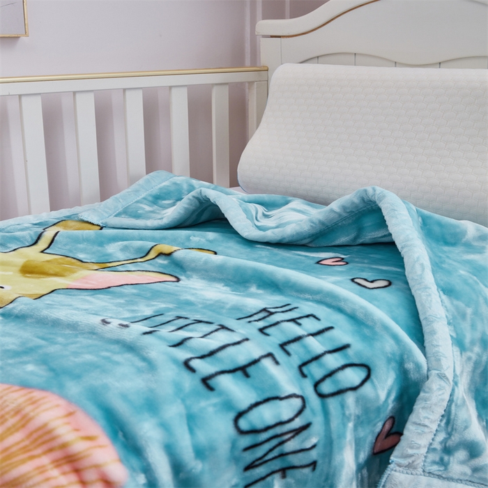 91家纺网 家纺一手货源 找家纺 凯轩毛毛毯毯子网销专供 2024新款加厚保暖儿童印花云毛毯毯子系列 团聚  蓝