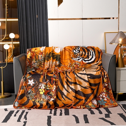 爵仕 2024高档锦狐绒毛毯复合毯奢华复古绒毯爱马风格 虎