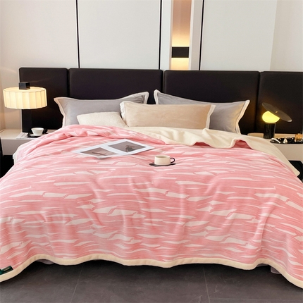 凯轩毛毛毯毯子网销专供 2024新款雪绒棉四季毛毯毯子盖毛毯毯子毛毯毯子子 简约-粉