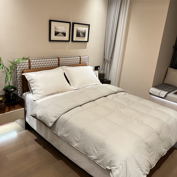 91家纺网 家纺一手货源 找家纺 静若居 2024新款方格提花双层羽绒被壳爆款推荐羽绒被壳厂家直销 西西里灰色1