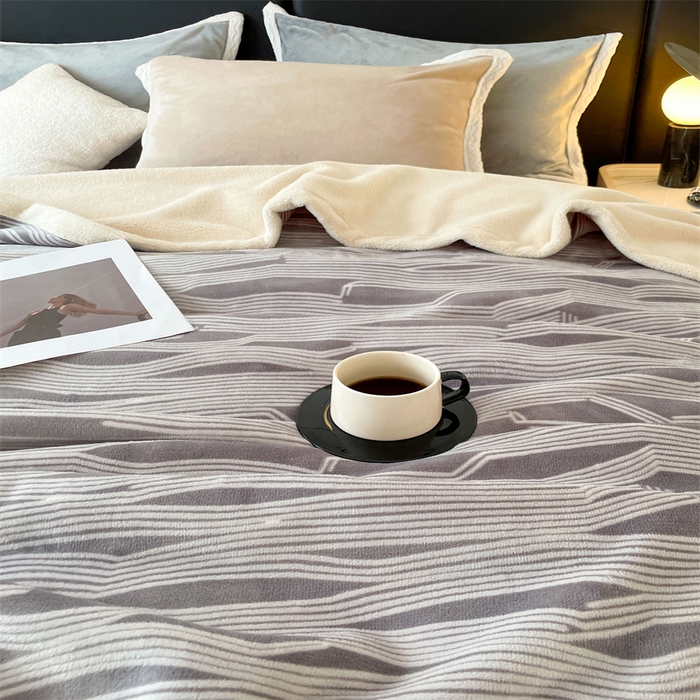 91家纺网 家纺一手货源 找家纺 凯轩毛毛毯毯子网销专供 2024新款雪绒棉四季毛毯毯子盖毛毯毯子毛毯毯子子 简约-绅士灰