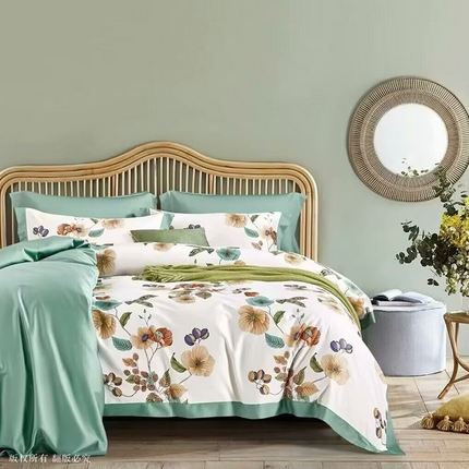 91家纺网 家纺一手货源 找家纺 （总2）未来家居 2024新款优帝100支贡缎长绒棉四件套