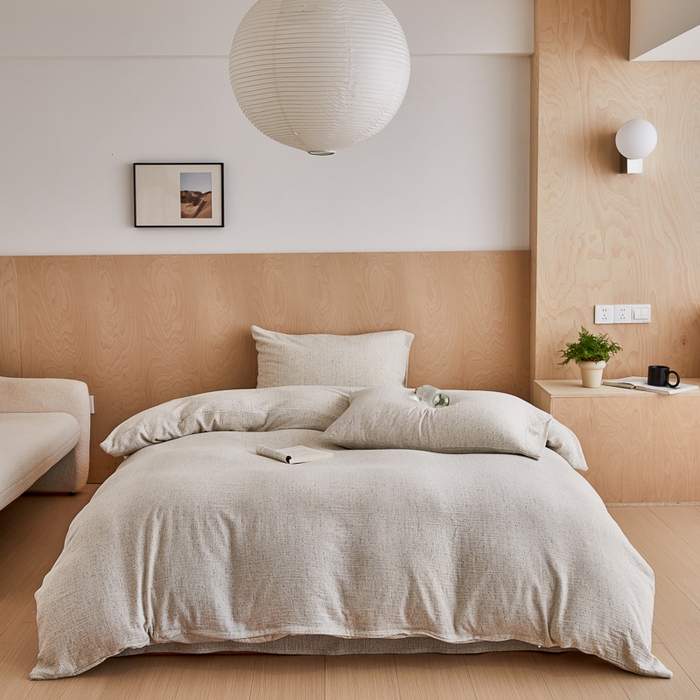 91家纺网 家纺一手货源 找家纺 淑女公社家纺 2024秋冬新款缎染双层纱四件套 素描白