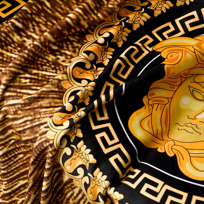 91家纺网 家纺一手货源 找家纺 爵仕 2024高档锦狐绒毛毯复合毯奢华复古绒毯爱马风格 金色范