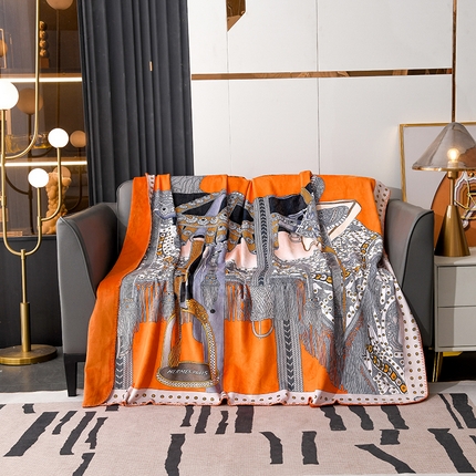 91家纺网 家纺一手货源 找家纺 （总）爵仕 2024高档锦狐绒 毛毯复合毯奢华复古绒毯爱马风格