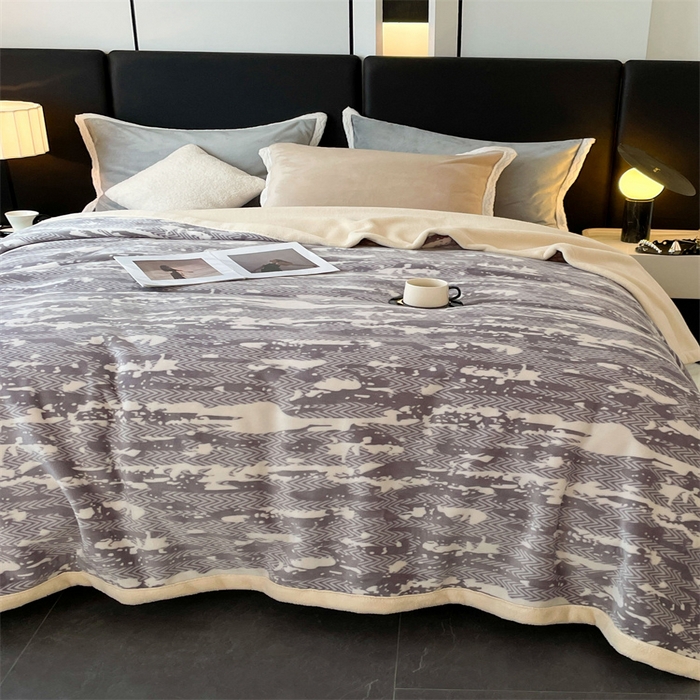 91家纺网 家纺一手货源 找家纺 凯轩毛毛毯毯子网销专供 2024新款雪绒棉四季毛毯毯子盖毛毯毯子毛毯毯子子 迷彩-灰