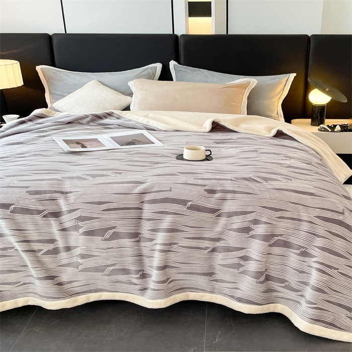 91家纺网 家纺一手货源 找家纺 凯轩毛毛毯毯子网销专供 2024新款雪绒棉四季毛毯毯子盖毛毯毯子毛毯毯子子 简约-绅士灰